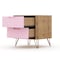 Manhattan Comfort Rockefeller Dresser and Nightstand Set, Nature and Rose Pink 104GMC6 - alternate 5